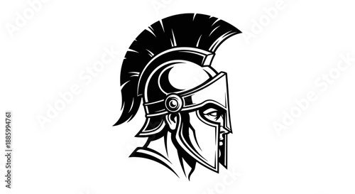 Ancient Greek Spartan Warrior Helmet Illustration.