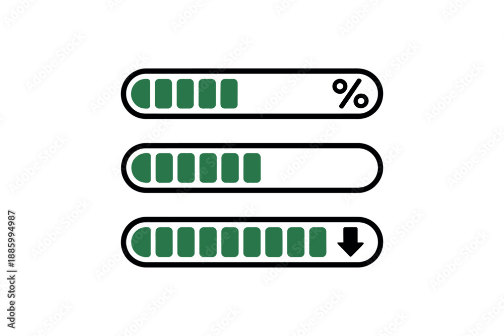 Obraz premium Green Progress Bars Loading Indicators