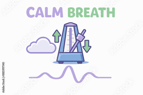Breath control metronome with up down arrows cloud and pulse line