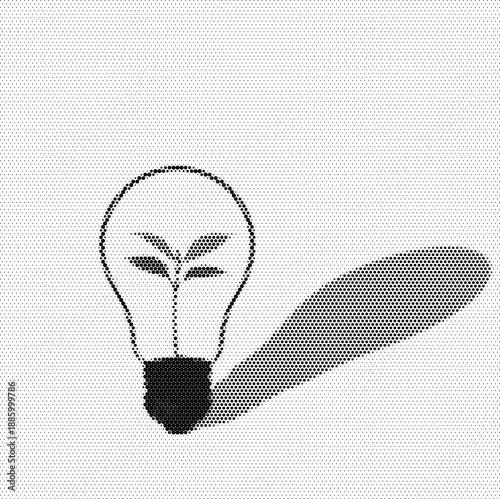 Halftone Lightbulb Plant Sustainability Idea Graphic for Innovation
