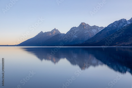 Wallpaper Mural Abstract Lake Mountain Landscape in Grand Teton National Park, Reflection on the Water, Clear Sky, Sunset, Sunrise Torontodigital.ca