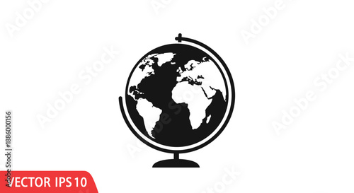 Black Silhouette of a Globe on a Stand.