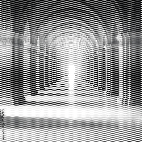 Halftone Arches Architecture Corridor Perspective Hallway Graphic