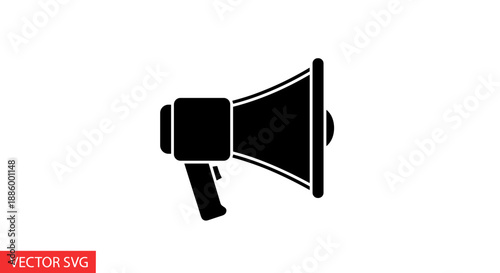 Black Silhouette of a Megaphone Icon.