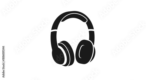 Black Silhouette of Modern Headphones Icon.