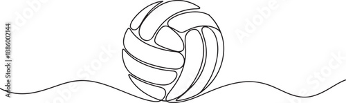 Continuous line drawing of ball. Volley ball one line art, one line Art icon drawing vector