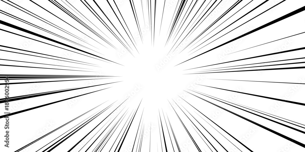 Naklejka premium Line speed cartoon with effect comic manga and radial graphic action. Motion book design with element perspective sketch and fast hit art. Bomb strip line with burst hero effect.