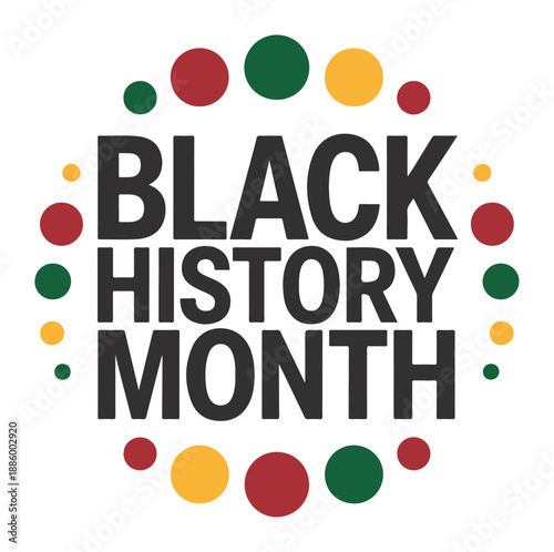 Black History Month Celebration with Red Green and Black Circles