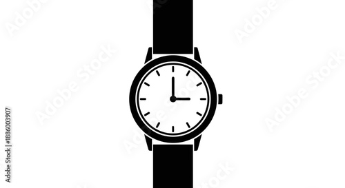 Classic Wristwatch with Black Strap and White Dial.