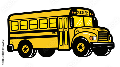 Classic yellow school bus illustration for educational transport.