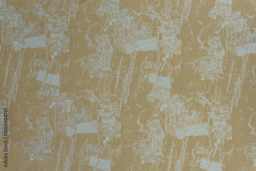 Obraz premium Mustard yellow and beige woven textile background with distressed abstract print