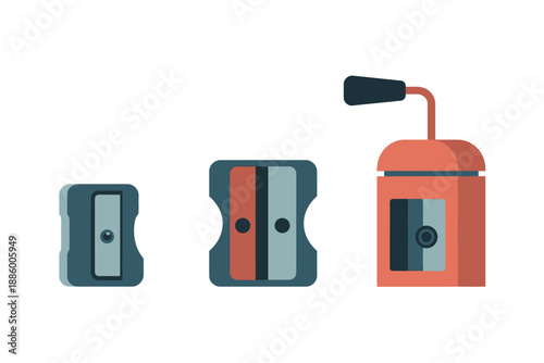 Colorful illustration of three cheese grater designs, kitchen tools, gadgets, and appliances