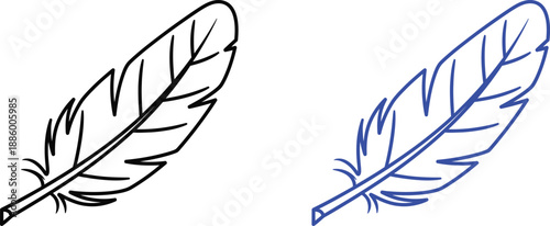 Feather icons set for nature and literature concept vector illustration