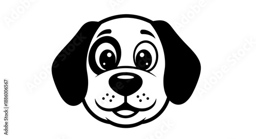 Cute cartoon dog face with big eyes and floppy ears.
