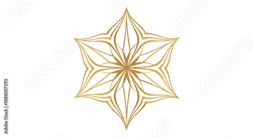 Golden ornate star shape with intricate design and symmetrical pattern.