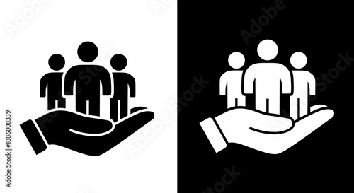 People Group Protection Hand Support Icon Social Responsibility