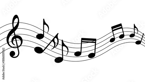 Handwrittenmusicalnotesandclefisolatedontransparentbackground