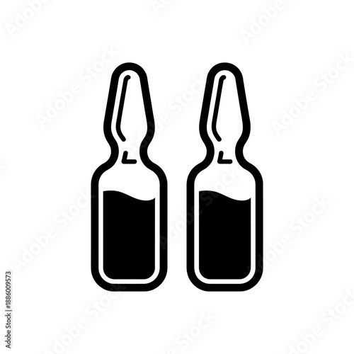 Pair of empty glass bottles with narrow necks isolated on transparent background