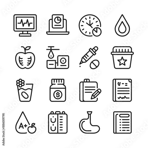 Collection of flat design everyday life icons isolated on transparent background