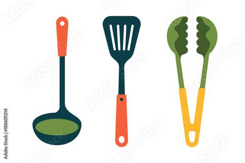 Colorful Kitchen Utensils and Cookware Illustration