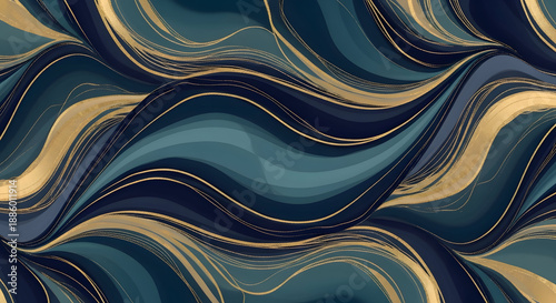 Luxurious abstract wave pattern with gold accents