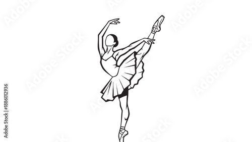 Elegant ballet dancer performing graceful pose isolated on transparent background