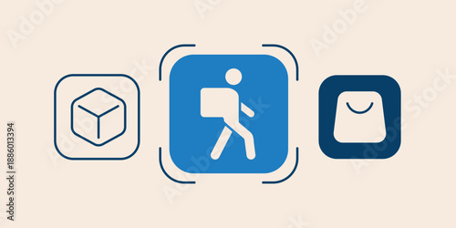 Vector illustration delivery courier. Illustration of a walking human figure carrying a bag. Symbolic of urban mobility and public delivery. Outline editable.