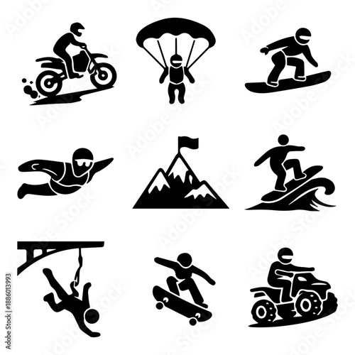 extreme vector icon set on a white background
Vector icon set