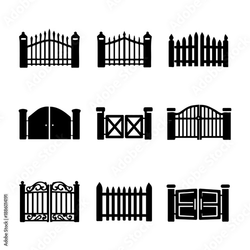 gates vector icon set on a white background
Vector icon set