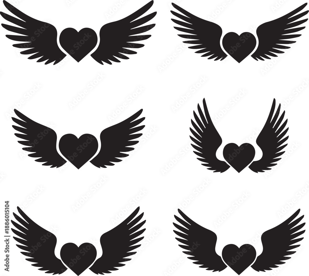 Fototapeta premium Heart Wings Icon