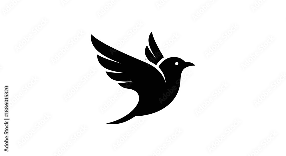 Obraz premium Elegant Black Bird Silhouette in Flight.