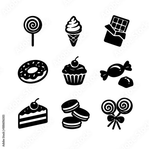 sweets vector icon set on a white background
Vector icon set