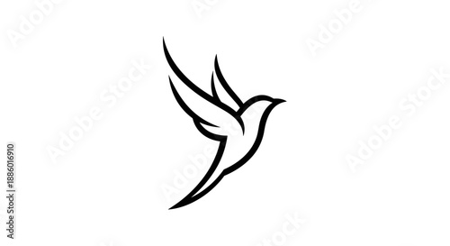 Elegant minimalist line art of a flying bird.