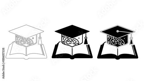 Mental Navigation and Career Guidance Icon  with Compass Featuring Brain and Books – Symbols for Intellectual Path, Educational Direction, and Strategic Growth