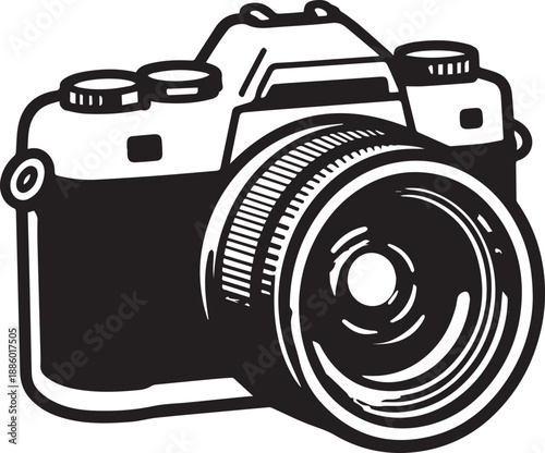 An artistic depiction of a classic camera. 