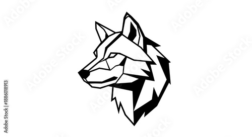 Geometric Wolf Head Silhouette Logo Design.