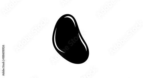 Glossy Black Drop Shape Isolated on White Background.