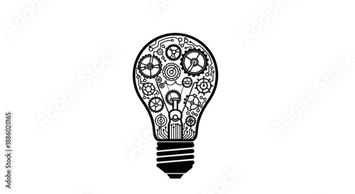 Intricate Light Bulb Design Filled with Gears and Mechanisms.