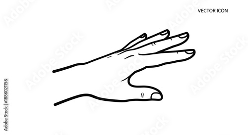 Line Art Illustration of a Human Hand Reaching Out.