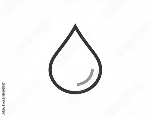 Simple teardrop A minimalist line drawing of a teardrop shape on a white background with subtle gray arc detail