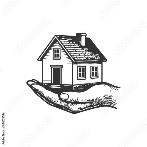 Hand holding house representing real estate and home ownership