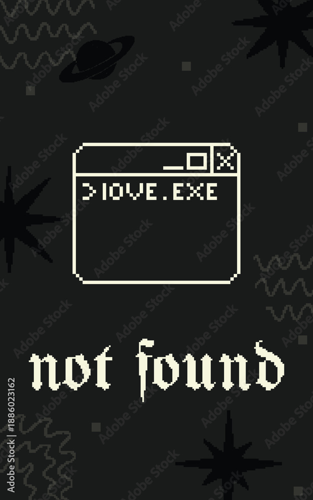 Fototapeta premium A Creative and Playful Depiction of a 90s-Inspired Computer Window Displaying a 'Not Found' Error with a Retro Aesthetic