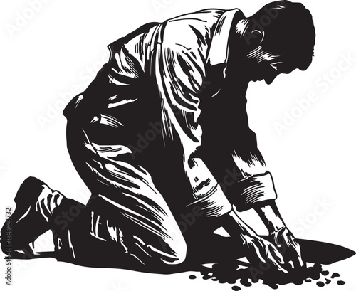 Person Kneeling in Prayer with Hands Together