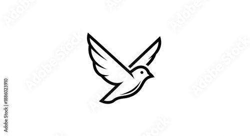 Minimalist Line Art of a Bird in Flight.