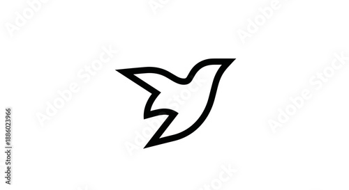 Minimalist outline of a stylized bird in flight.