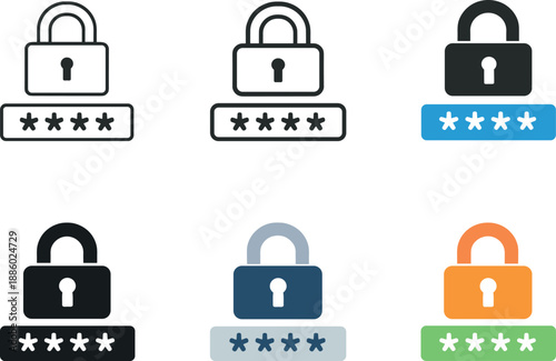 Access security icon illustrating protected authentication through a closed lock and obscured password cues, conveyed by the same