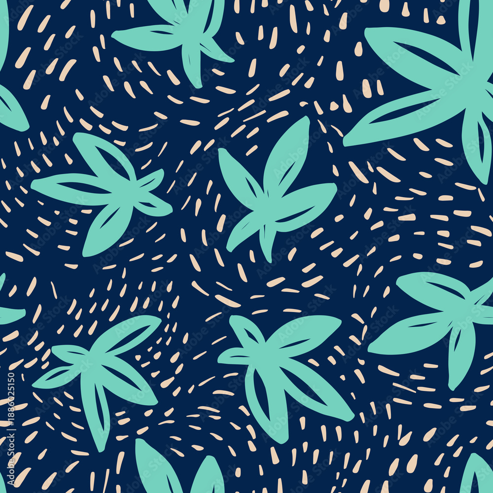 Fototapeta premium seamless floral pattern blue tone background backdrop for presentation