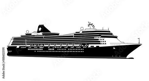 Modern Cruise Ship Sailing on the Open Sea.