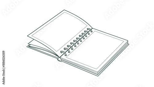 Open notebook sketch with blank pages ready for notes and ideas.