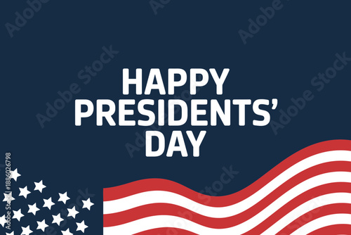 A vector graphic illustration of a Happy Presidents' Day design with American flag elements